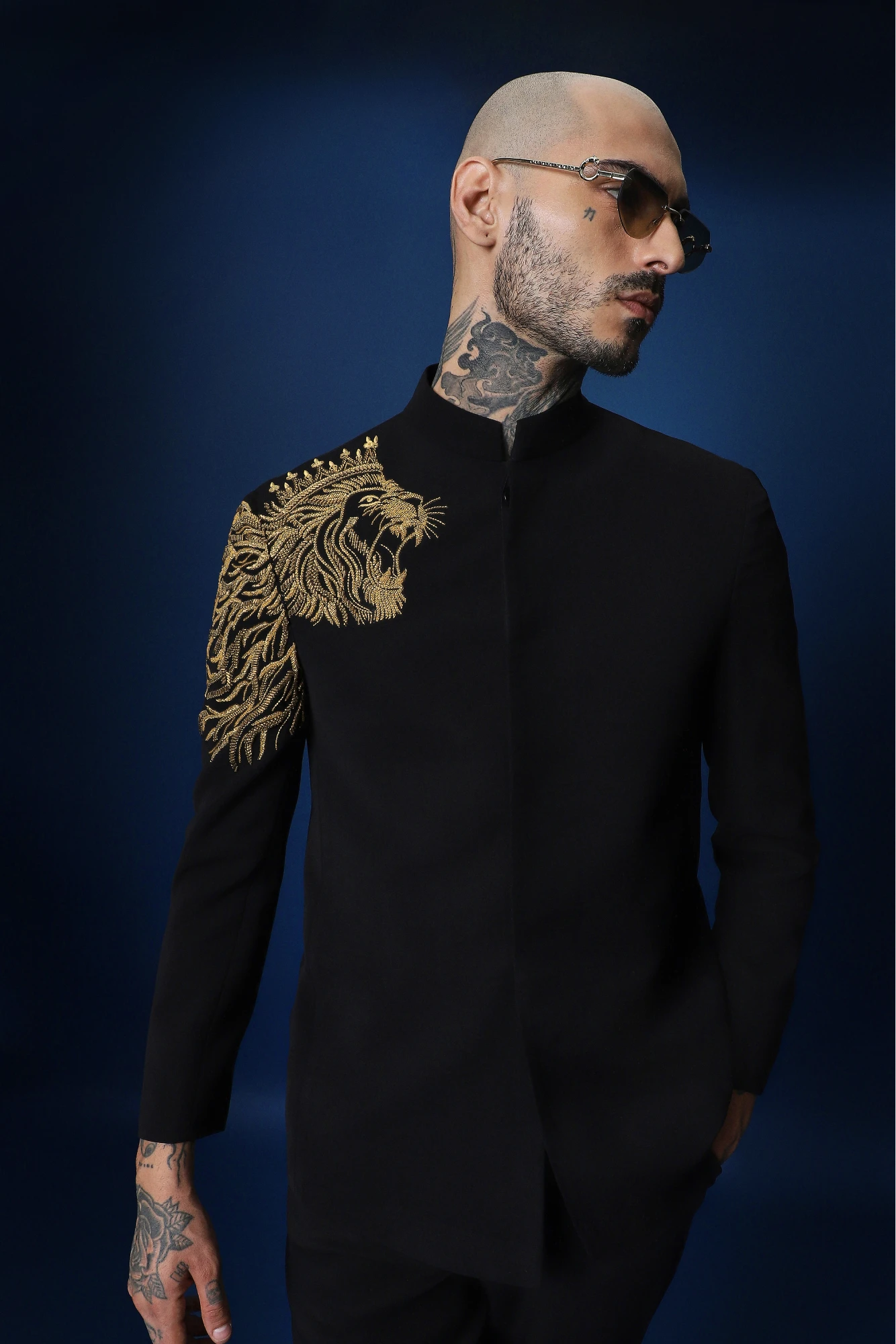 Narasimha Hand Embroidered Bandhgala – Black
