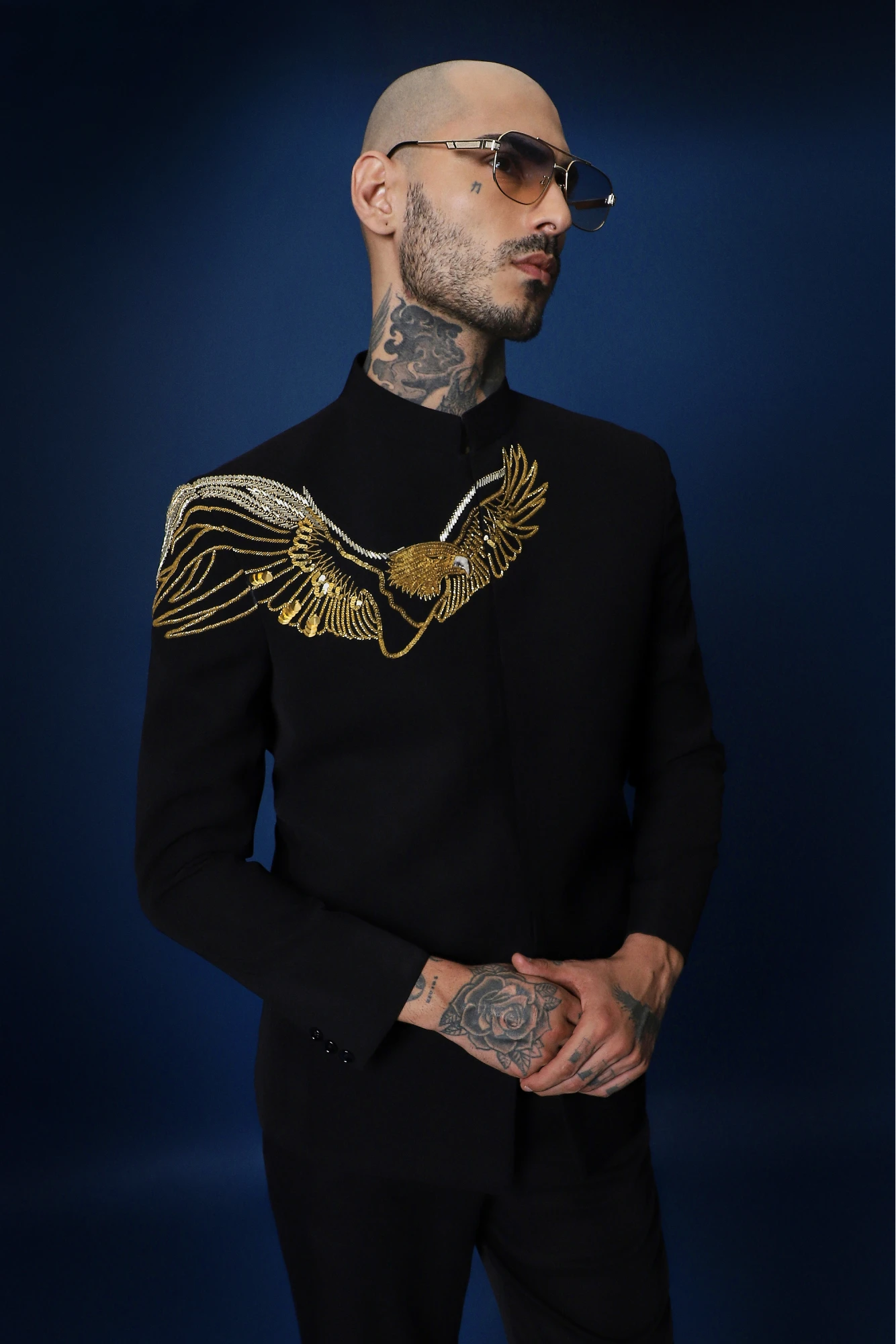 Eagle Hand Embroidered Bandhgala – Black