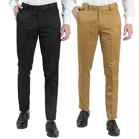 Cream & Black Formal Pant Combo