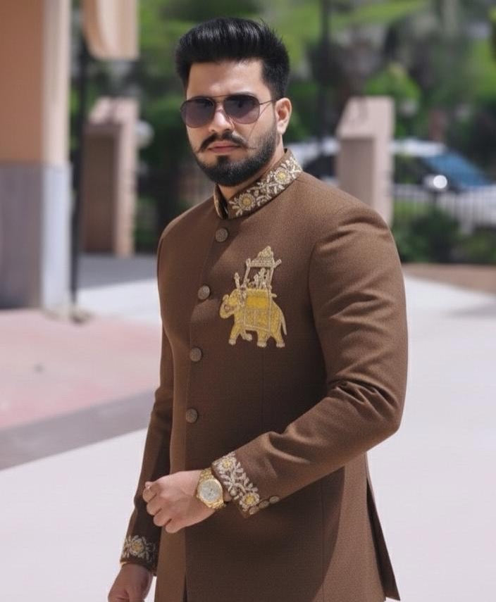 Bandhgala Suit With Elephant Handwork