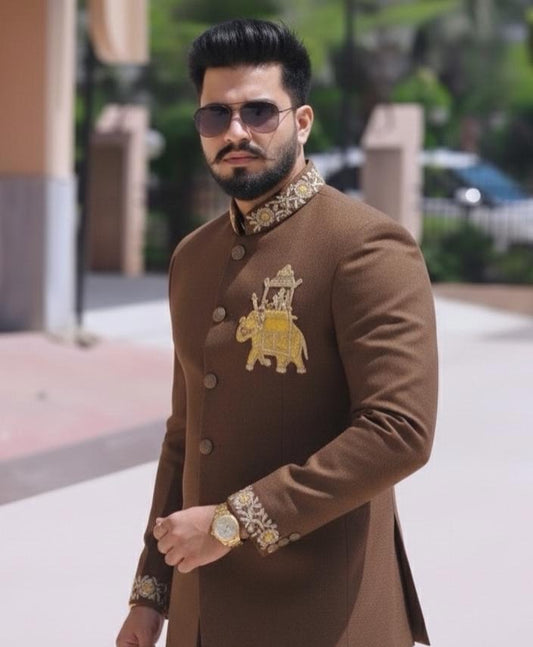 Bandhgala Suit With Elephant Handwork