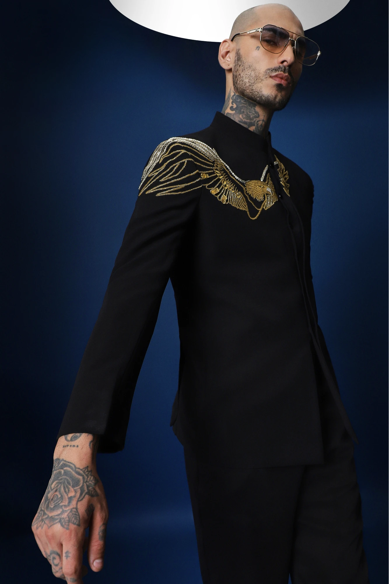 Eagle Hand Embroidered Bandhgala – Black