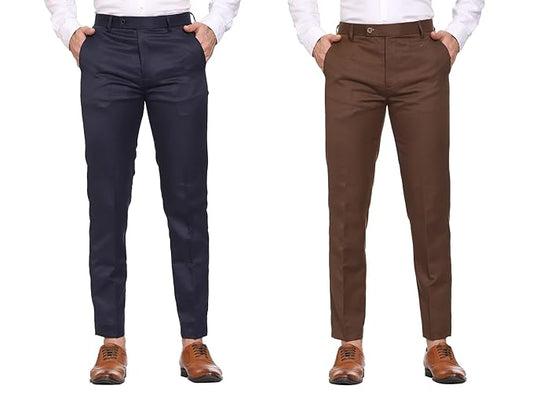 Dark Blue & Brown Formal Pant Combo
