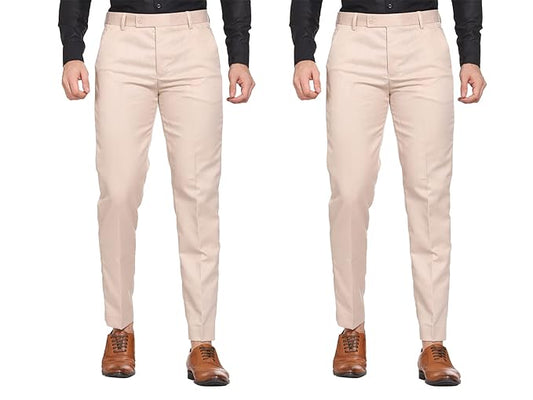 Cream & Cream Formal Pant Combo