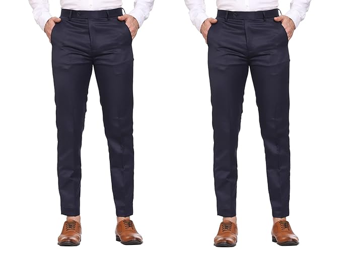 Dark Blue & Dark Blue Formal Pant Combo