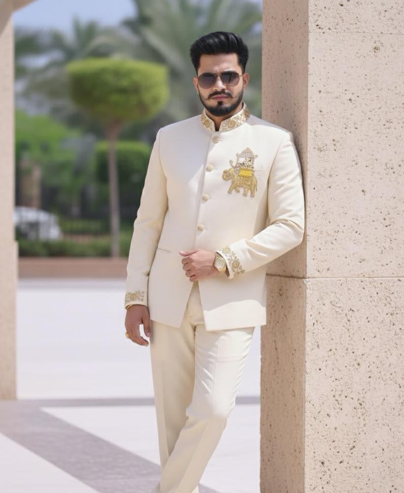 Bandhgala Suit With Elephant Handwork