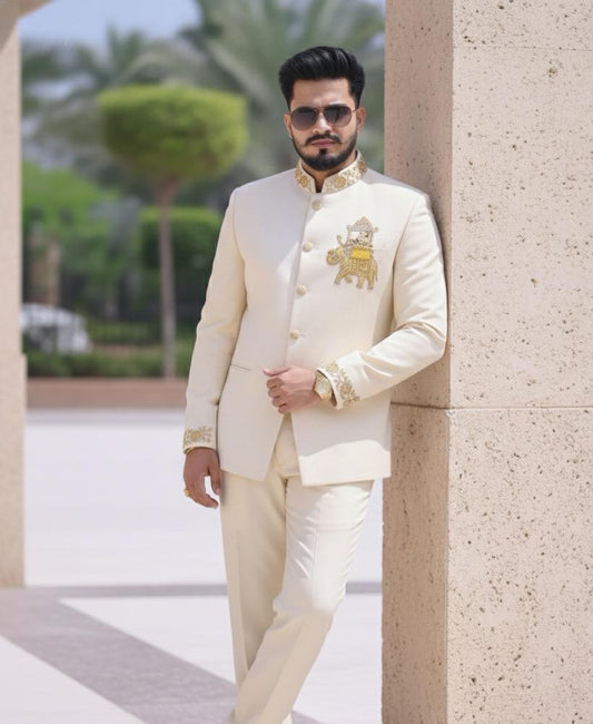 Bandhgala Suit With Elephant Handwork