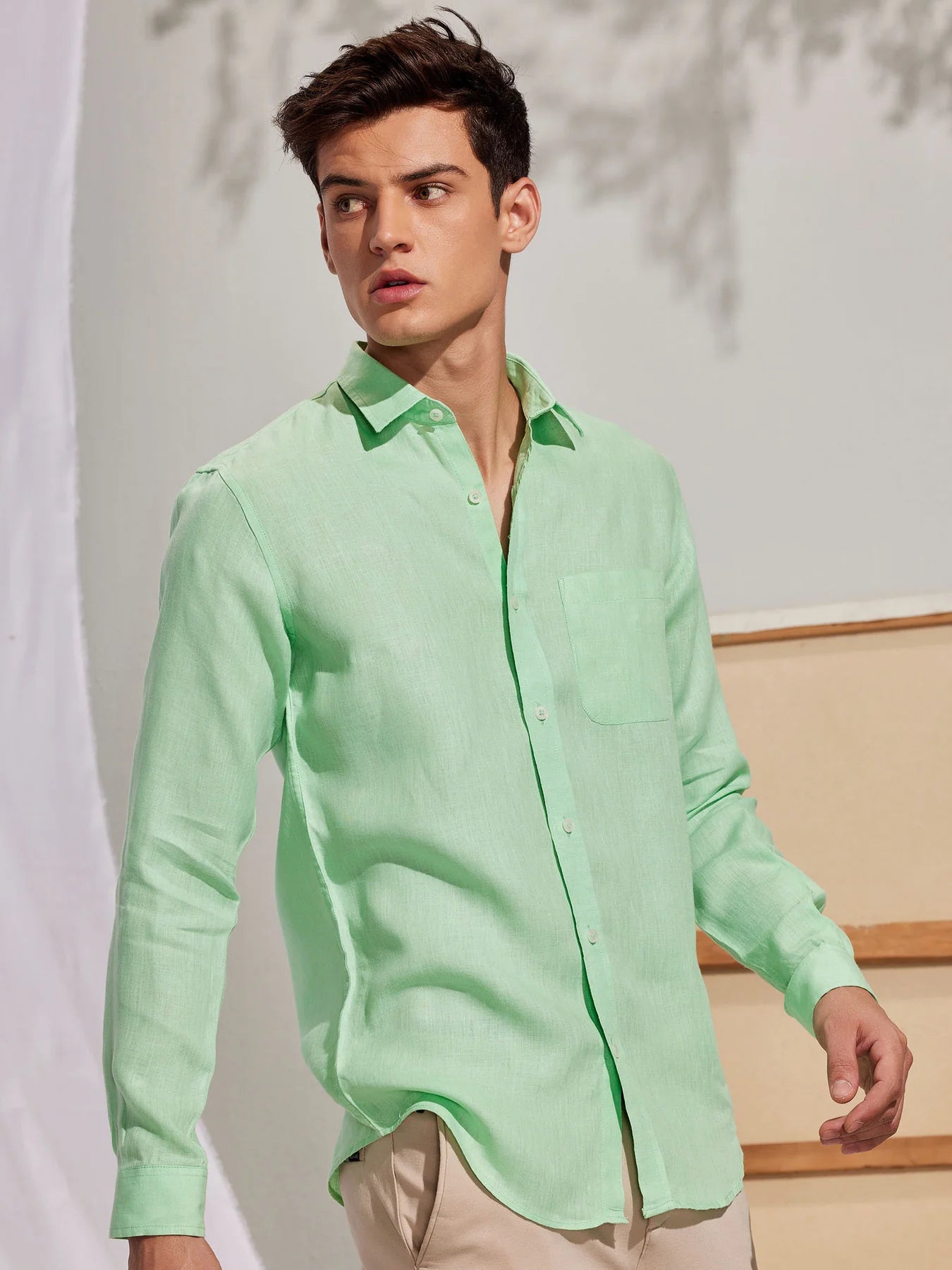 PREMIUM LINEN SHIRT LIGHT GREEN full sleeve