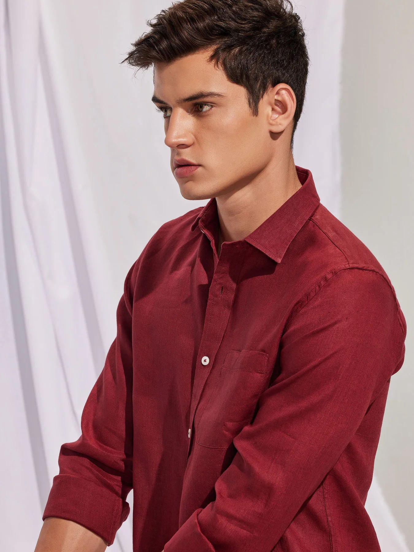 PREMIUM LINEN SHIRT RED full sleeve