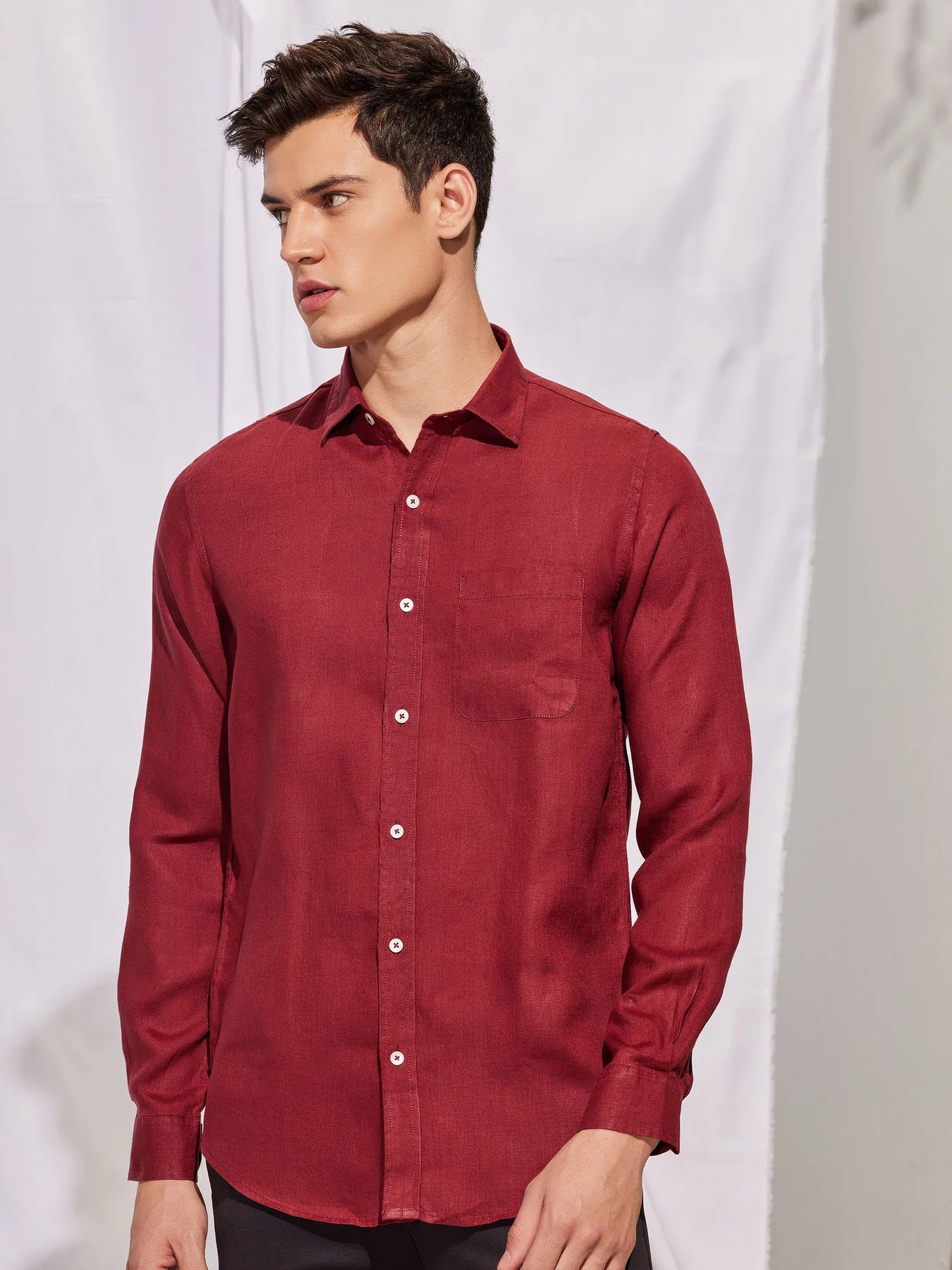 PREMIUM LINEN SHIRT RED full sleeve