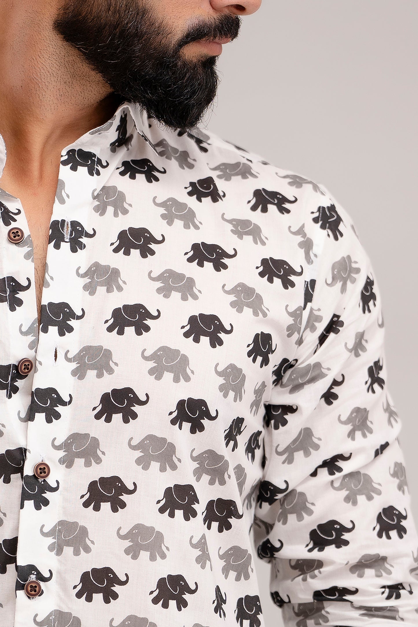 SANGANERI PRINT BLACK AND WHITE ELEPHANT PRINT