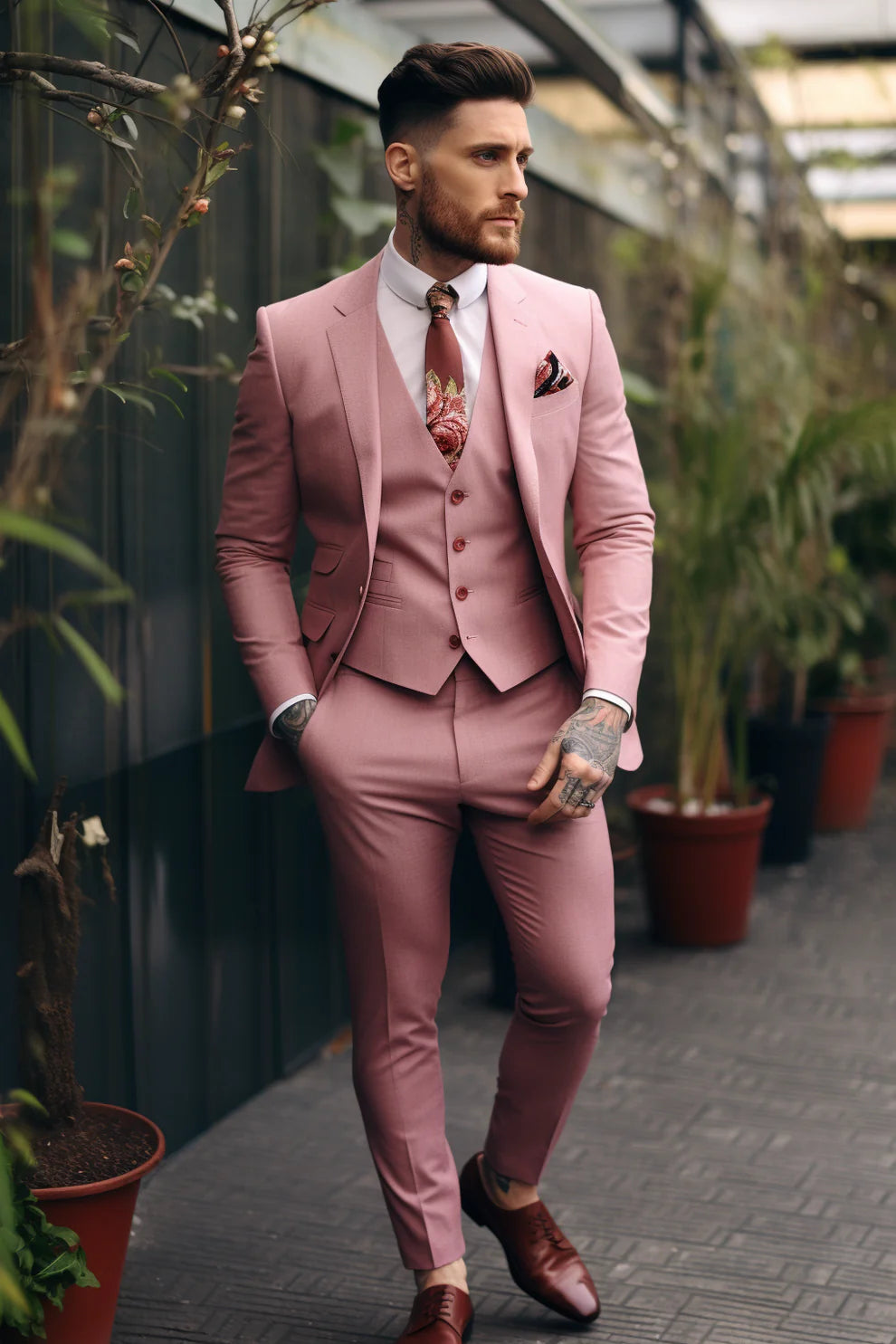 Pink coat suit best sale