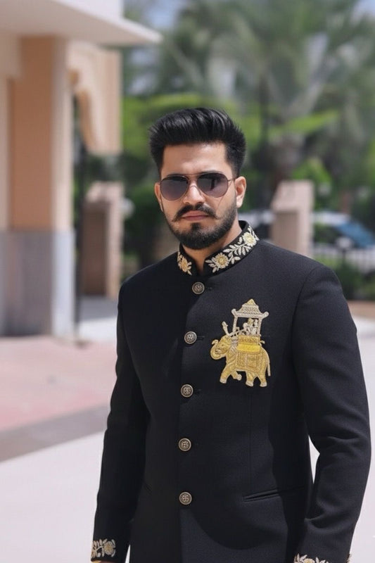 Bandhgala Suit With Elephant Handwork