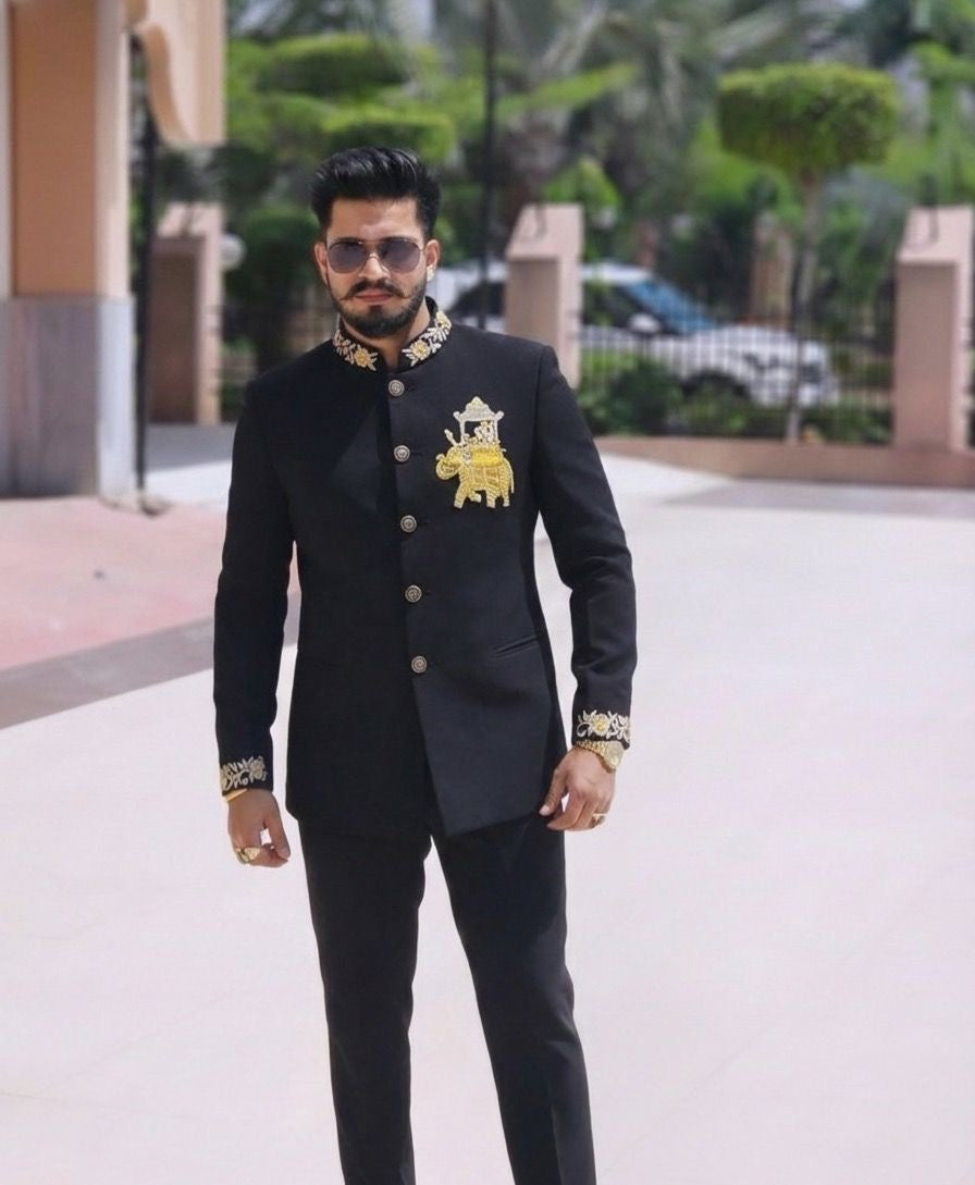 Bandhgala Suit With Elephant Handwork