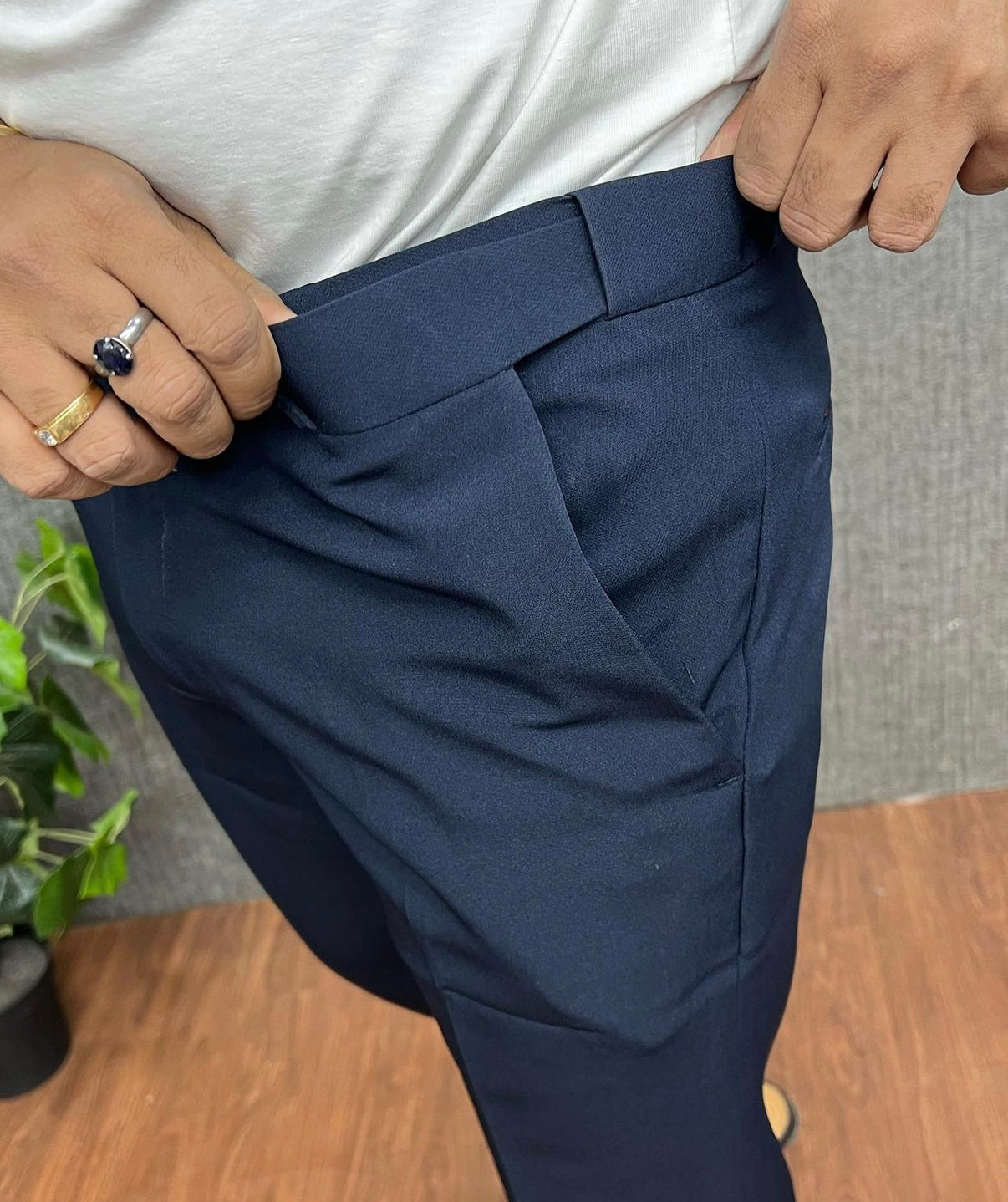 Black & Dark Blue Waist Adjustable Pant Combo