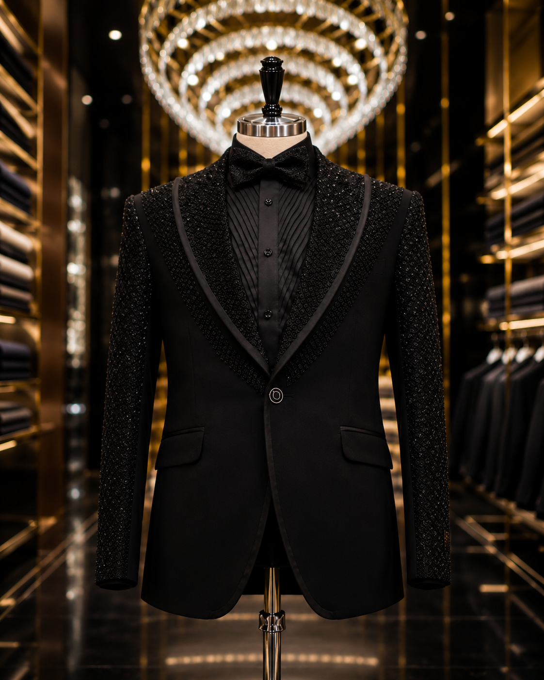 Black Full handwork tuxedo