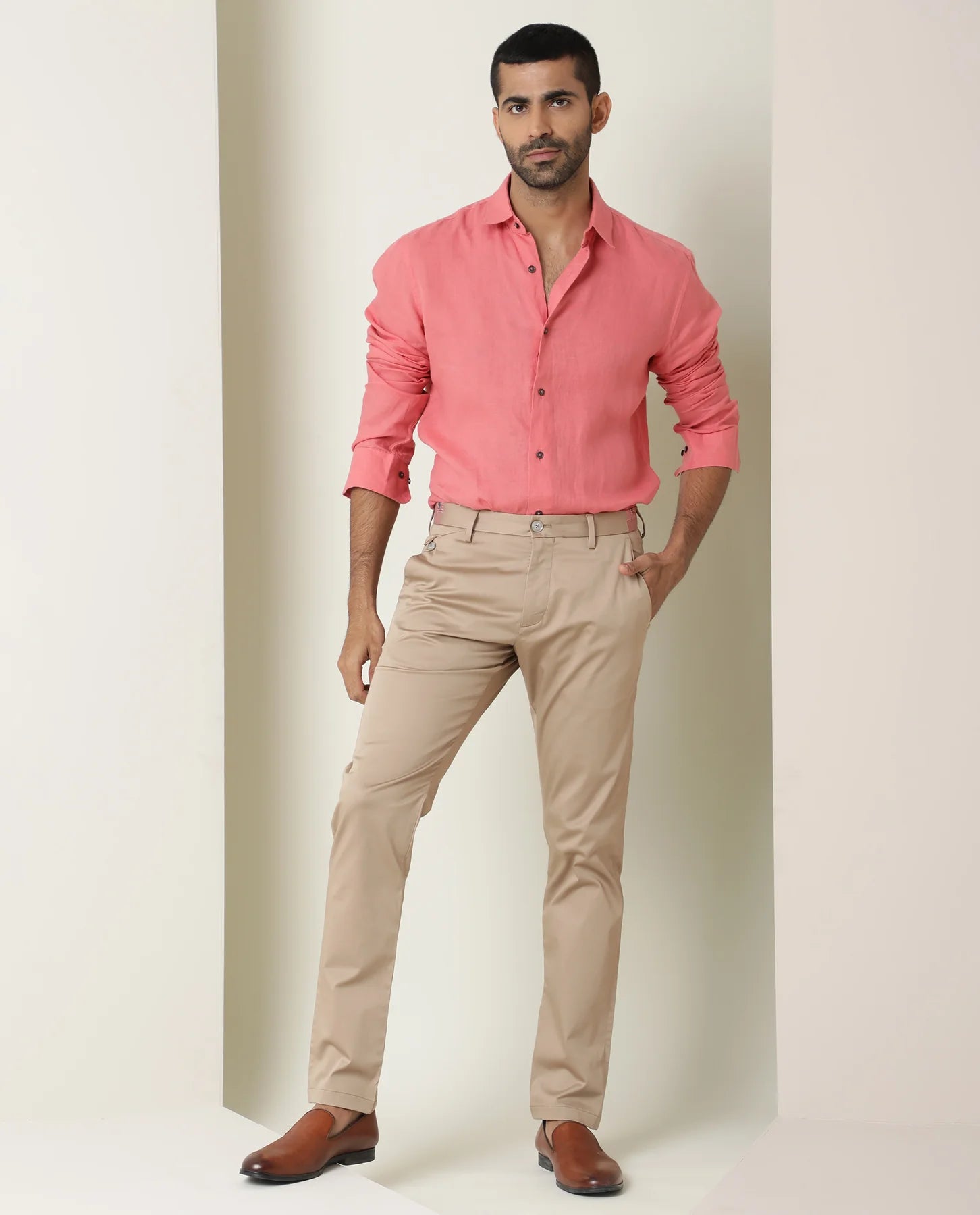 PREMIUM LINEN SHIRT DARK PINK full sleeve