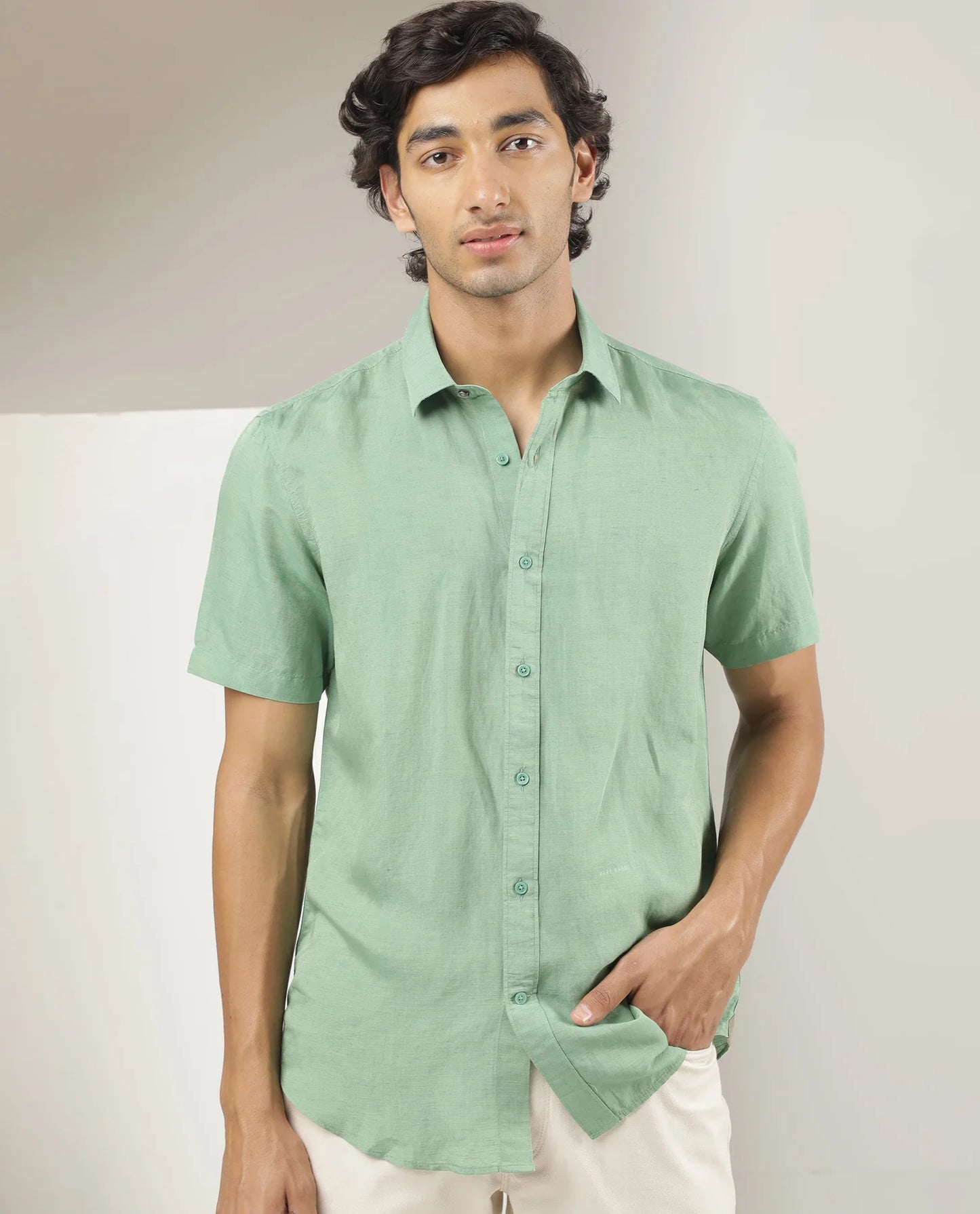 sea green linen shirt