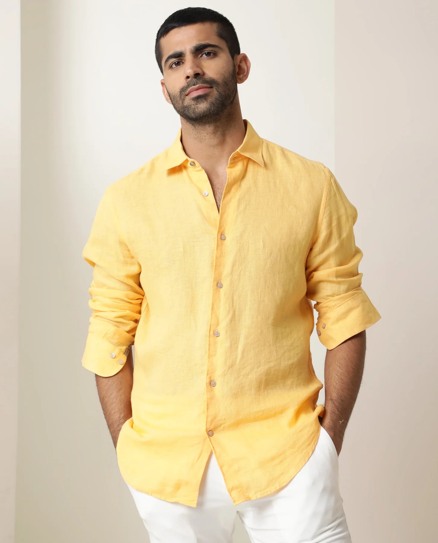 Yellow linen deals blouse