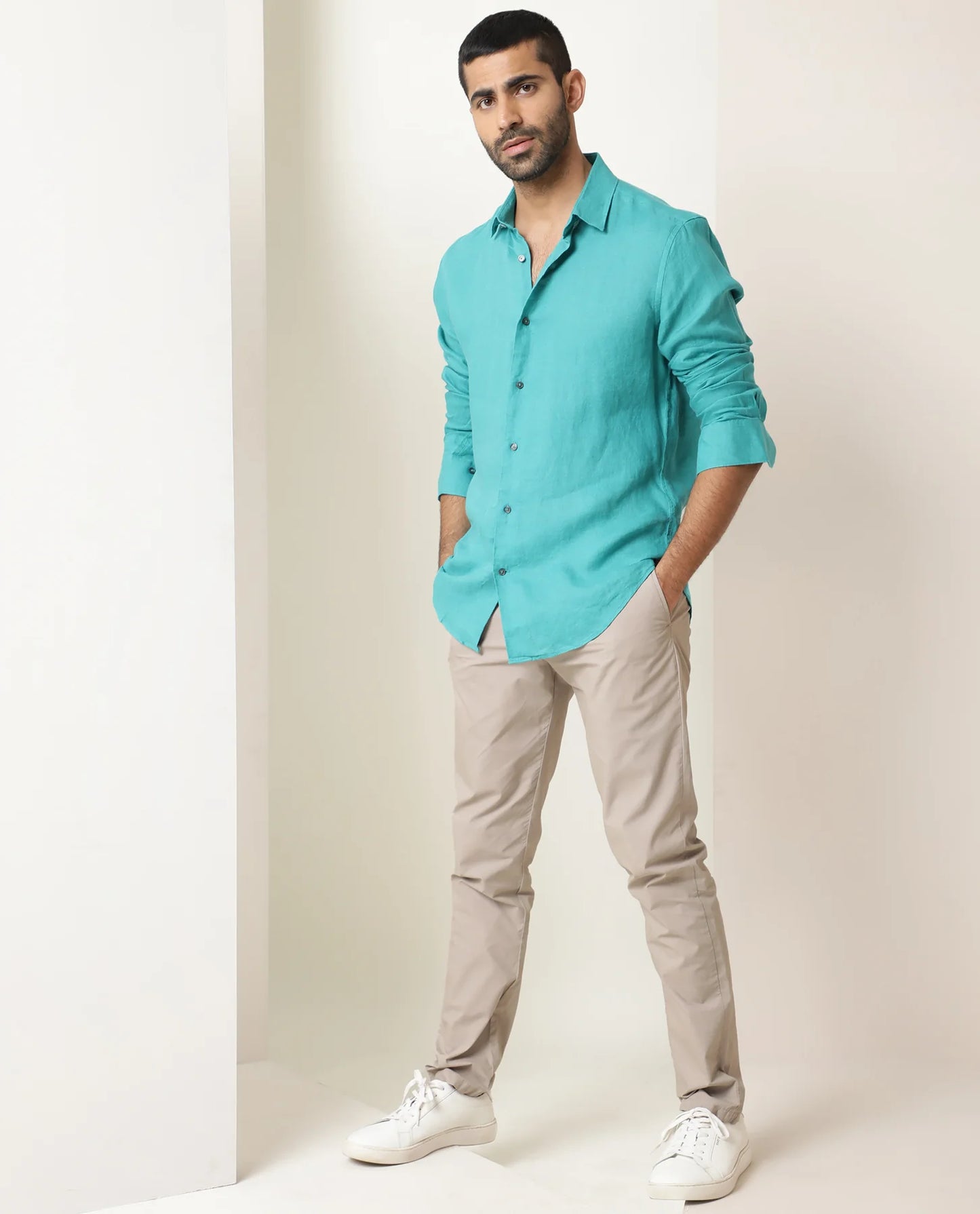 PREMIUM LINEN SHIRT SEA GREEN full sleeve