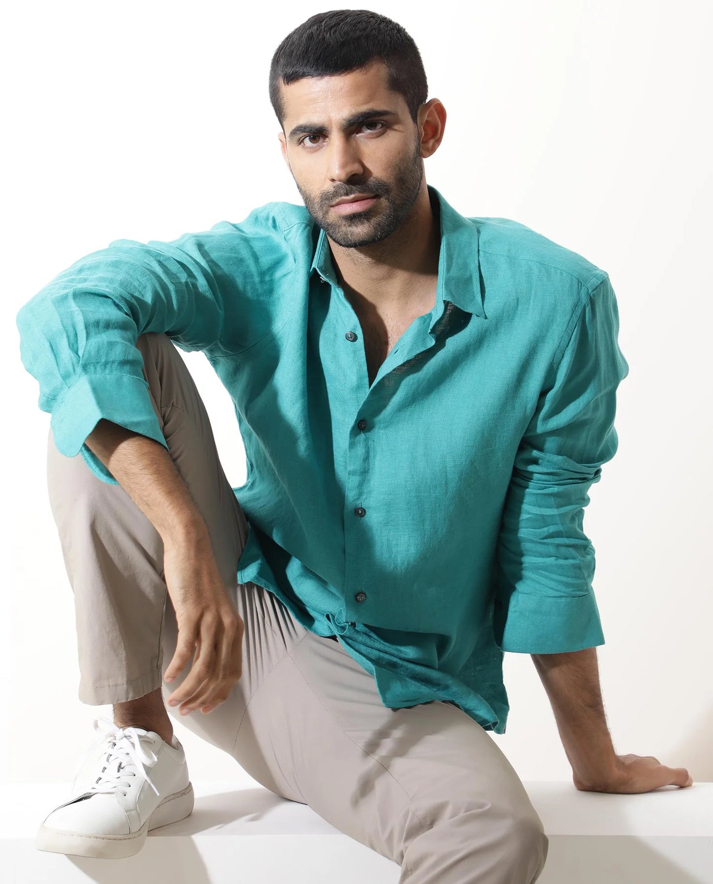 PREMIUM LINEN SHIRT SEA GREEN full sleeve