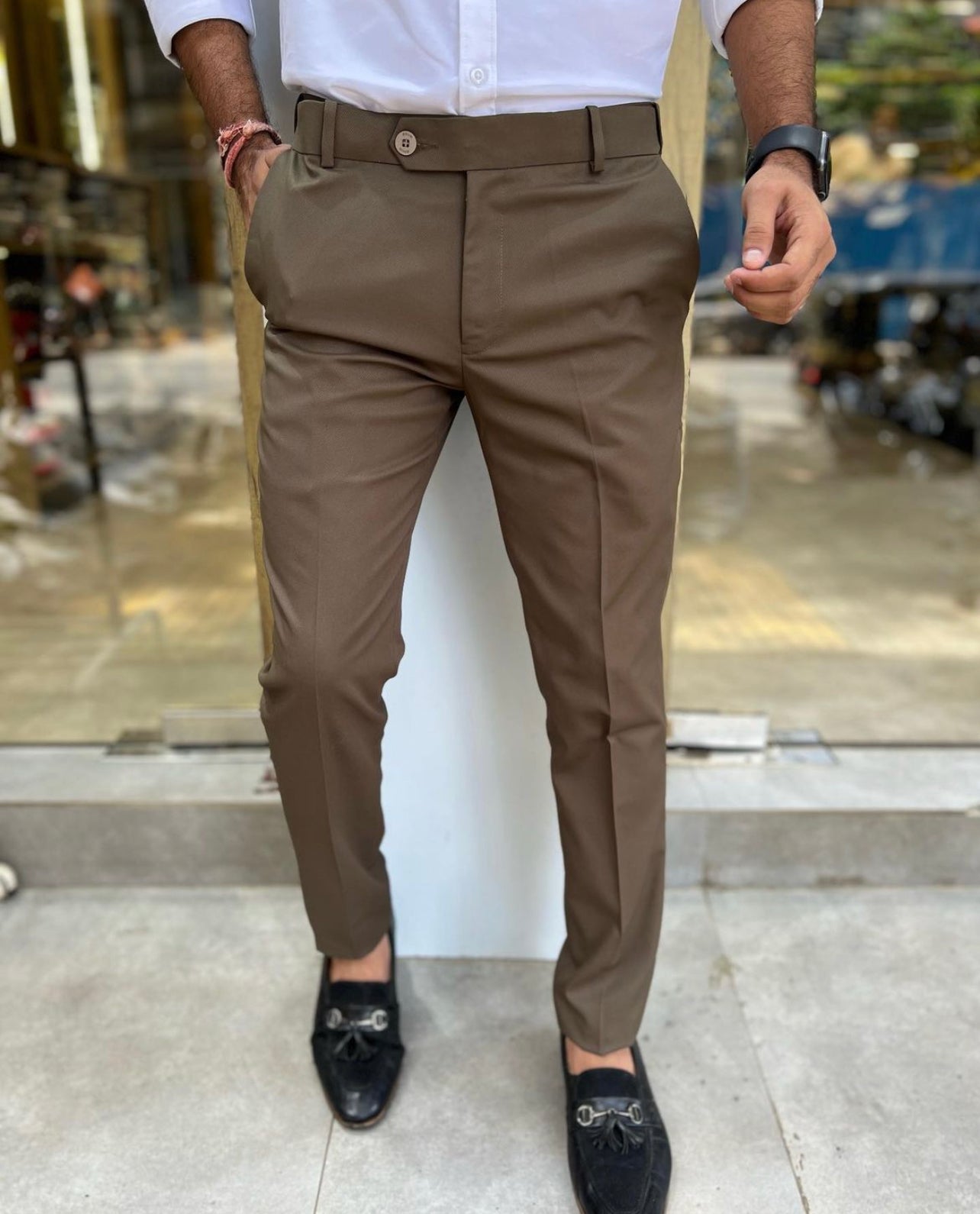 BROWN WAIST ADJUSTABLE TROUSER