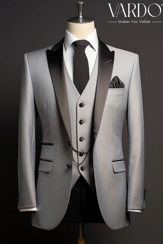 MEN'S LIGHT GREY TUXEDO SUIT