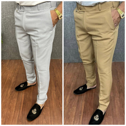 Light Grey & Cream Waist Adjustable Pant Combo