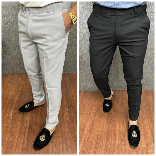 Light Grey & Black Waist Adjustable Pant Combo