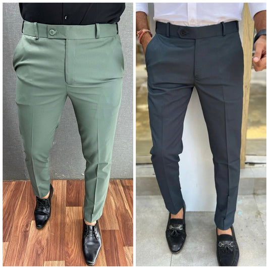 Light green & Dark Grey Waist Adjustable Pant Combo