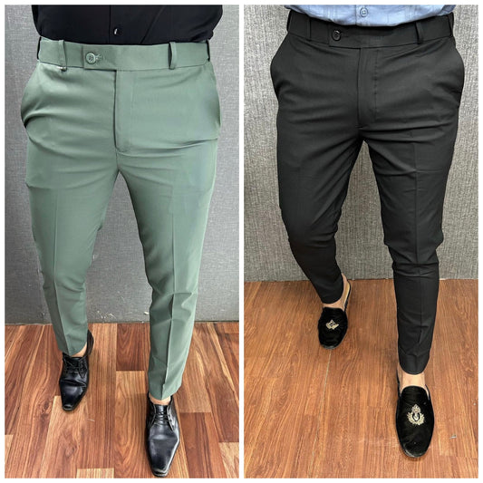 Light green & Black Waist Adjustable Pant Combo