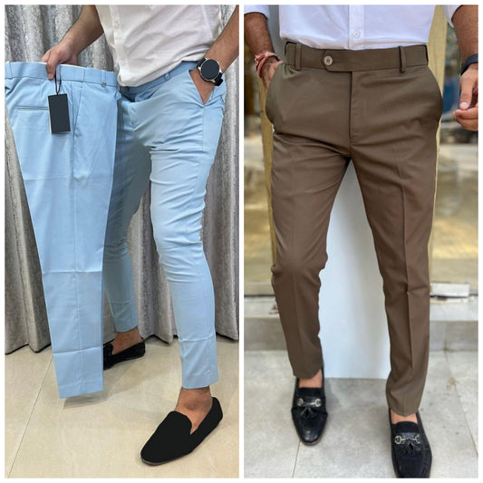 Light blue & Brown Waist Adjustable Pant Combo