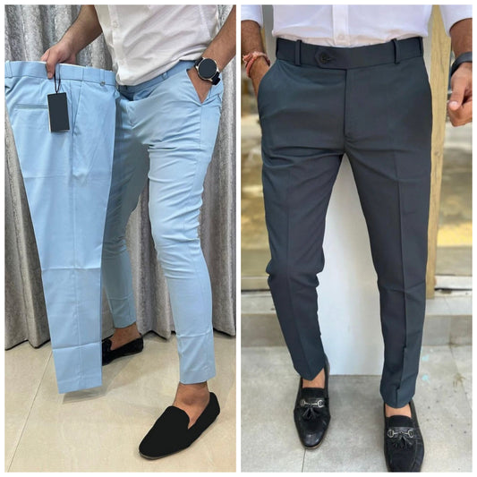 Light blue & Dark Grey Waist Adjustable Pant Combo