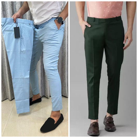 Light blue & Dark Green Waist Adjustable Pant Combo