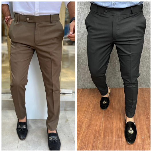 Brown & Black Waist Adjustable Pant Combo