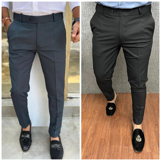 Dark Grey & Black Waist Adjustable Pant Combo