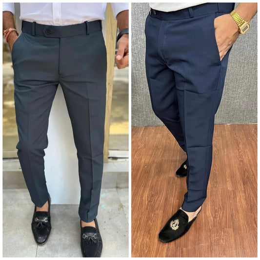 Dark Grey & Dark Blue Waist Adjustable Pant Combo