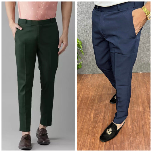 Dark Green & Dark Blue Waist Adjustable Pant Combo