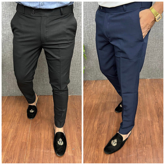 Black & Dark Blue Waist Adjustable Pant Combo