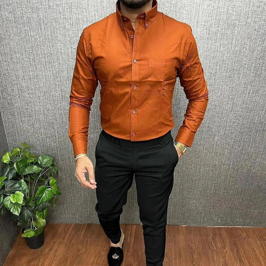 MEN'S PREMIUM FORMAL / LYCRA COMBO Orange shirt Black Pant