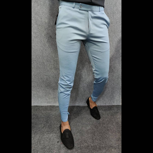 LIGHT BLUE 4 way lycra WAIST ADJUSTABLE TROUSER