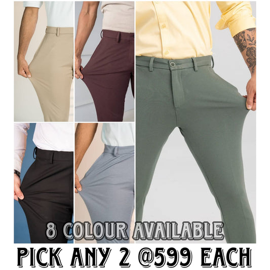 COMBO OF 2 LYCRA WAIST ADJUSTABLE TROUSERS