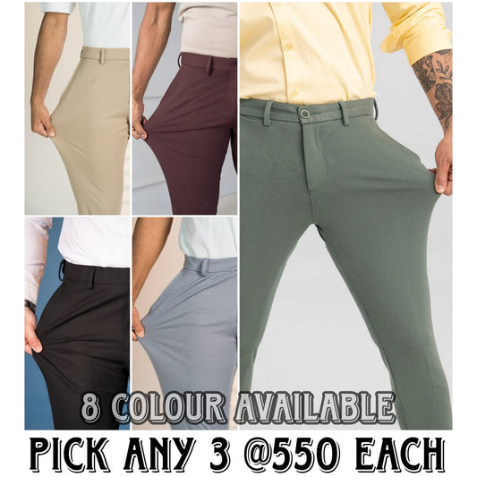 COMBO OF 3 LYCRA WAIST ADJUSTABLE TROUSERS