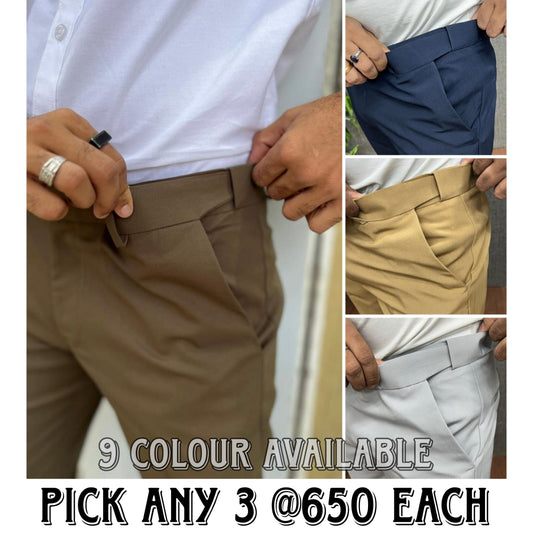 COMBO OF 3 FORMAL WAIST ADJUSTABLE TROUSERS