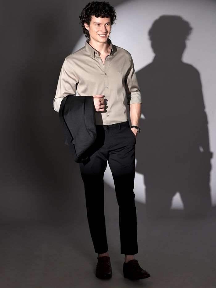 Cream Solid Shirt