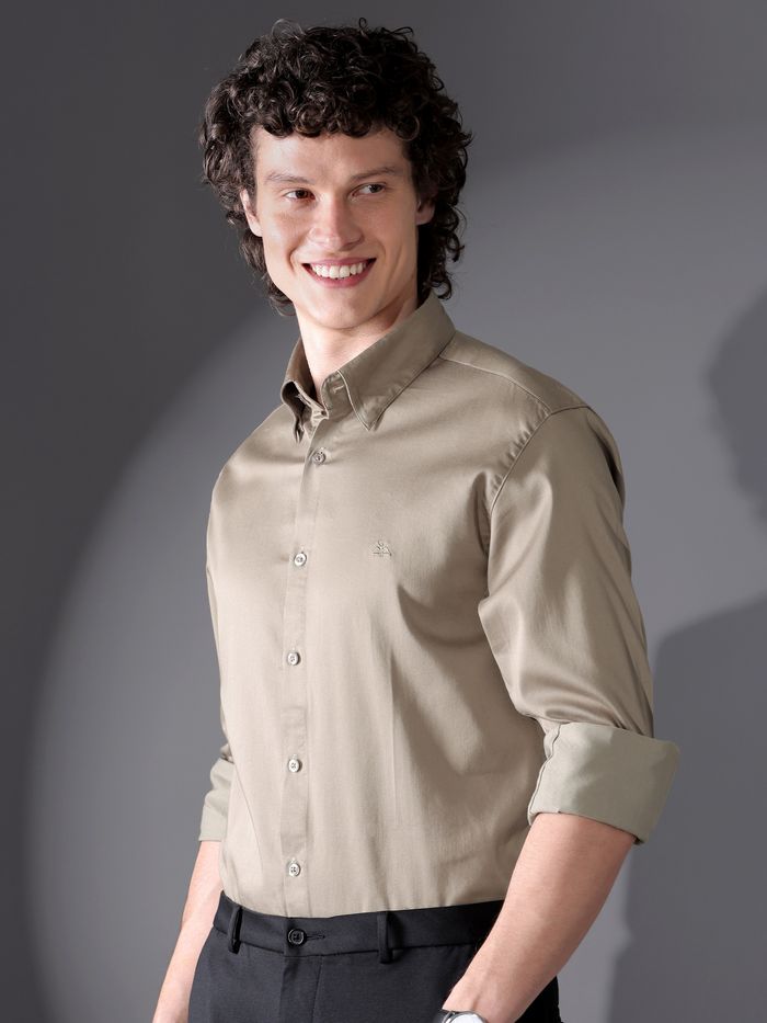 Cream Solid Shirt