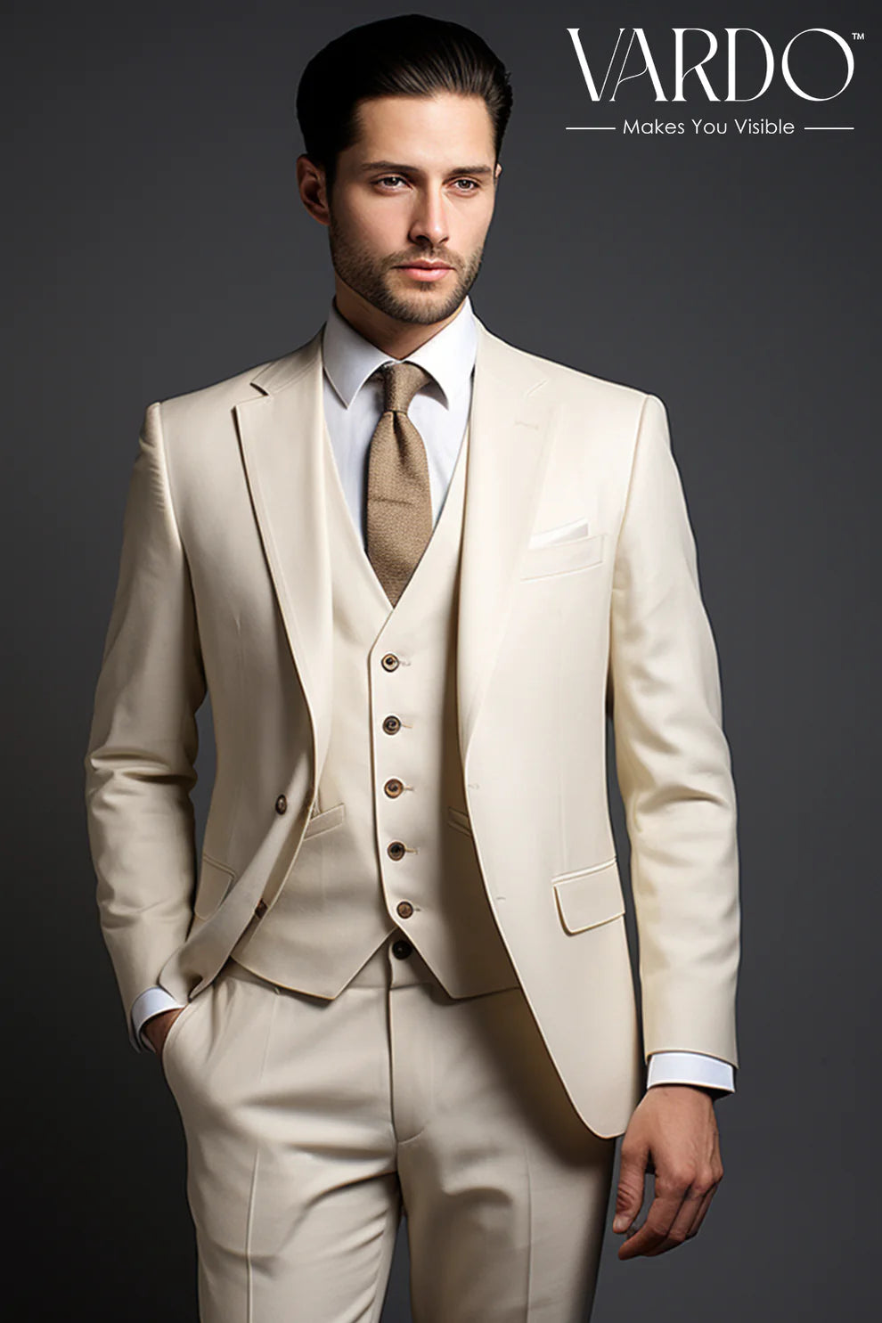 MEN'S LIGHT CREAM BLAZER SUIT