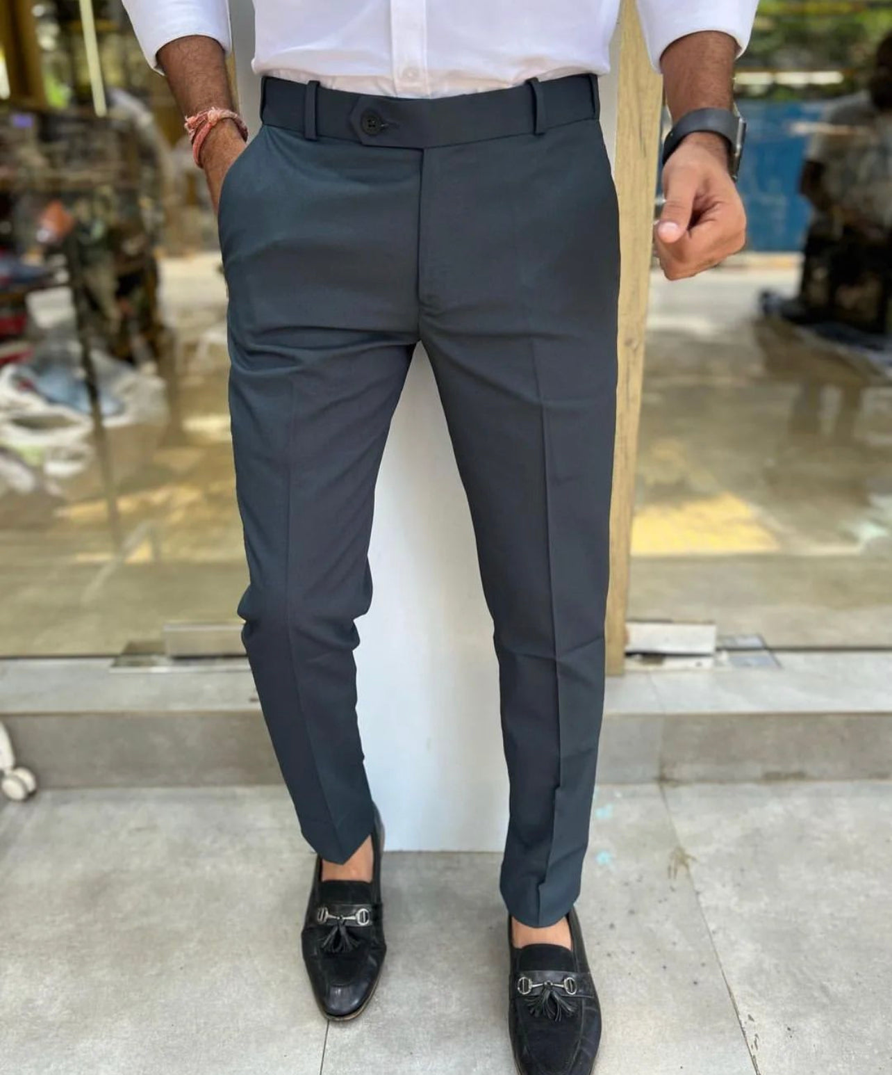 DARK GREY WAIST ADJUSTABLE TROUSER – BLENDS TRENDZZ