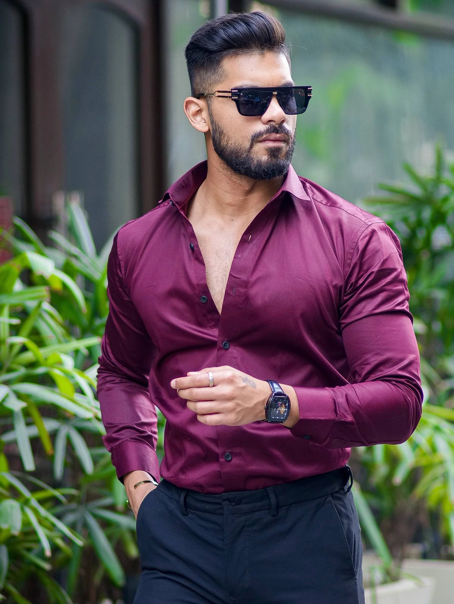 IMPORTED MAROON LYCRA SHIRT