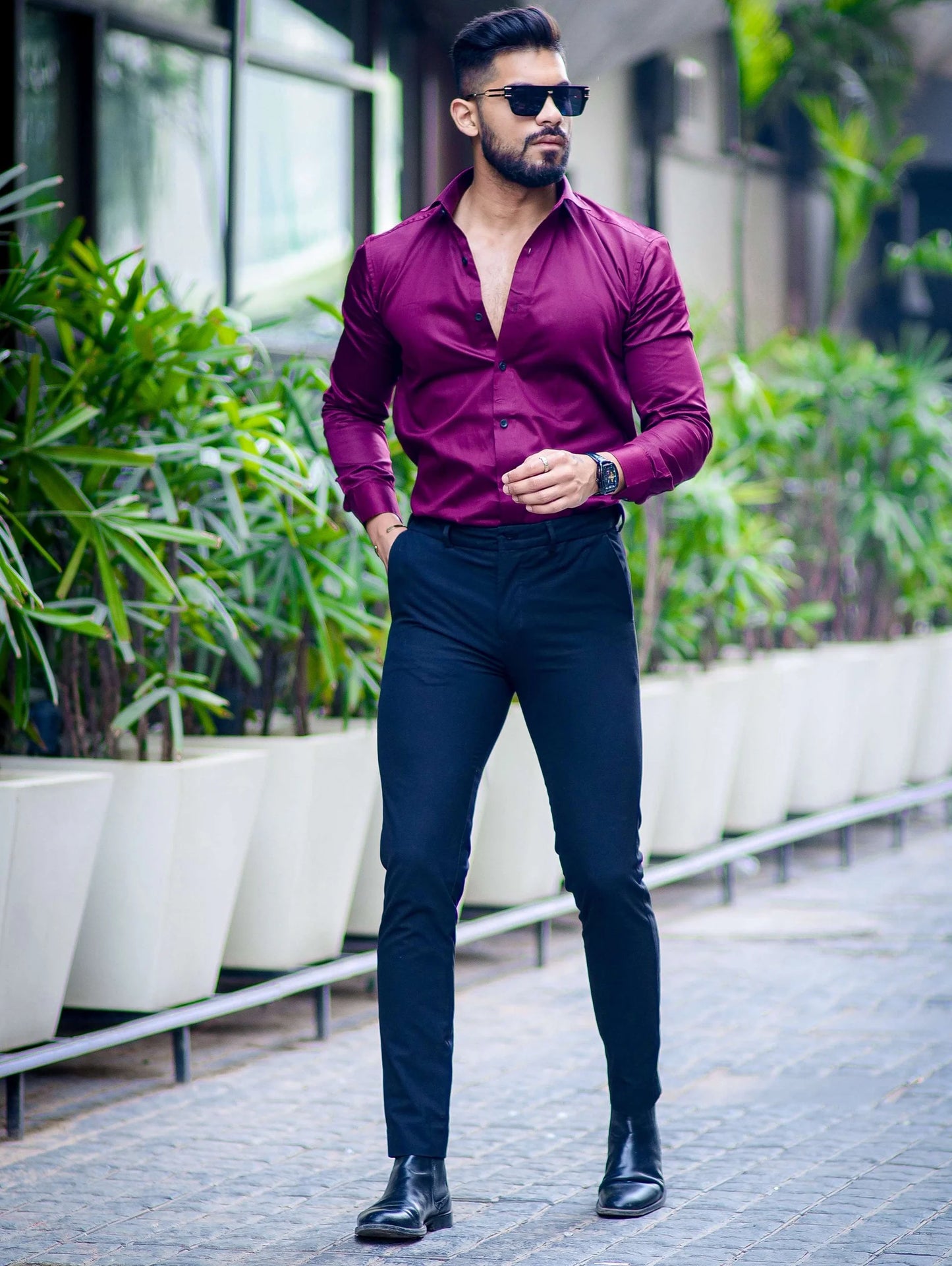 IMPORTED MAROON LYCRA SHIRT